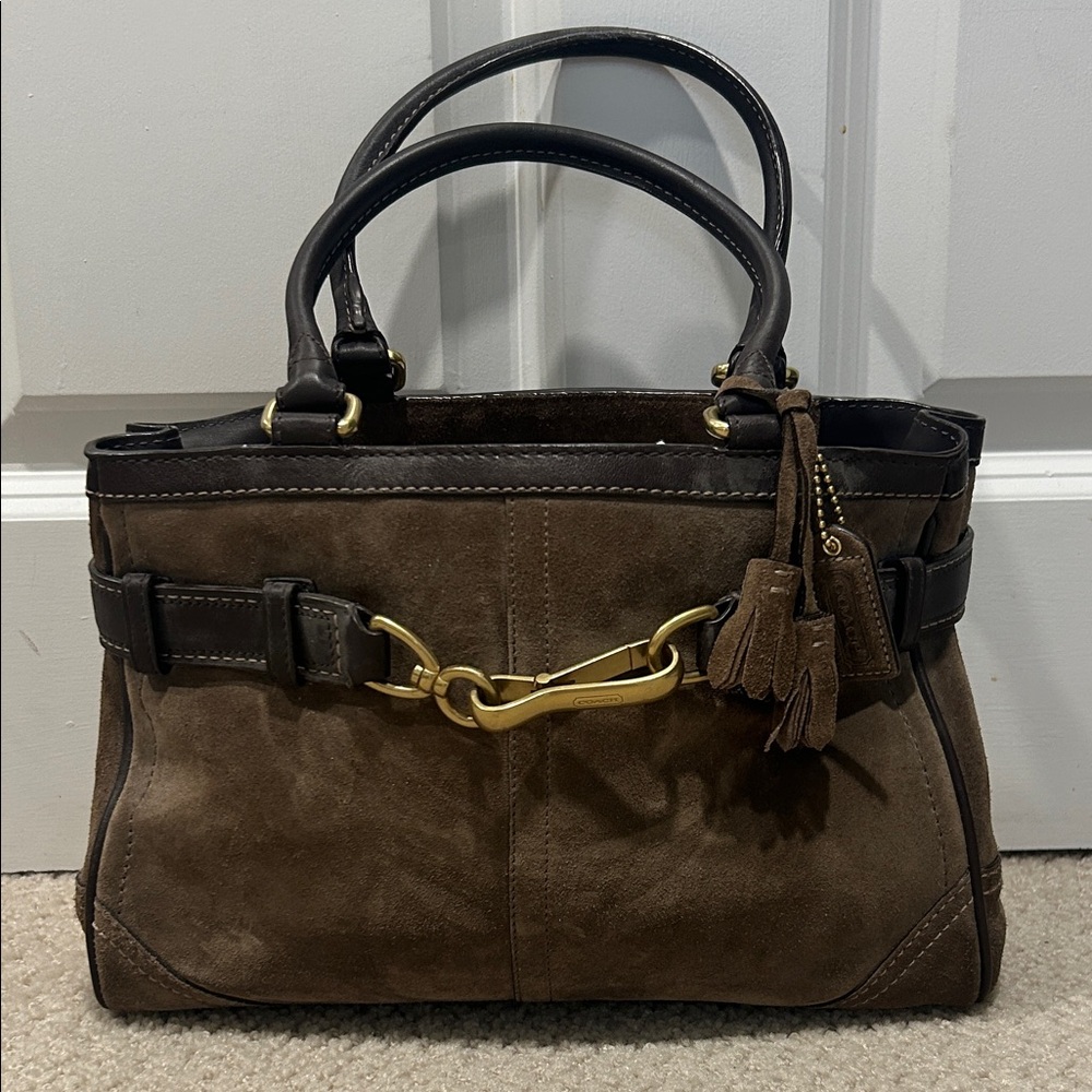Coach Brown Suede and Leather Satchel